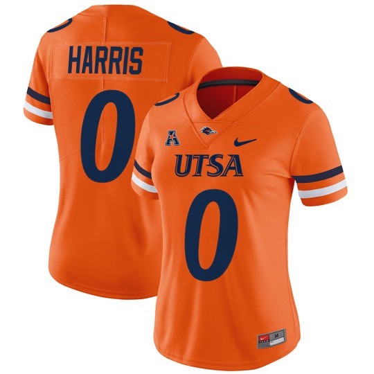 Women's Nike UTSA Roadrunners #0 Frank Harris Orange 2025 Vapor Untouchable Limited Stitched Football Jersey
