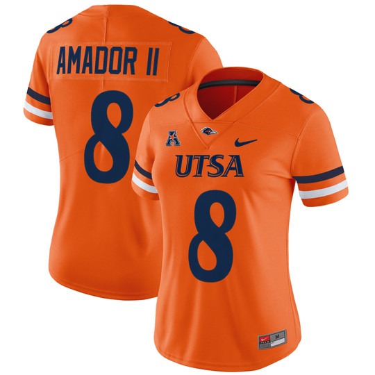 Women's Nike UTSA Roadrunners #8 David Amador II Orange 2025 Vapor Untouchable Limited Stitched Football Jersey