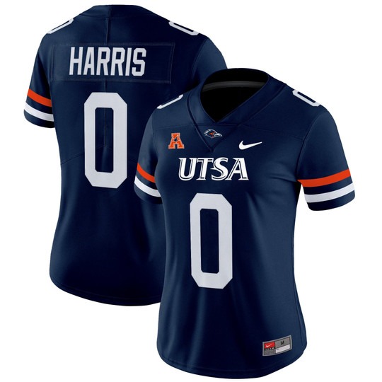 Women's Nike UTSA Roadrunners #0 Frank Harris Navy 2025 Vapor Untouchable Limited Stitched Football Jersey