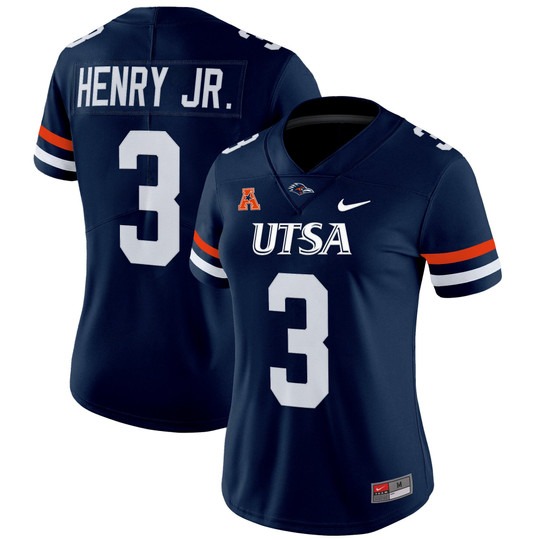 Women's Nike UTSA Roadrunners #3 Robert Henry Jr. Navy 2025 Vapor Untouchable Limited Stitched Football Jersey