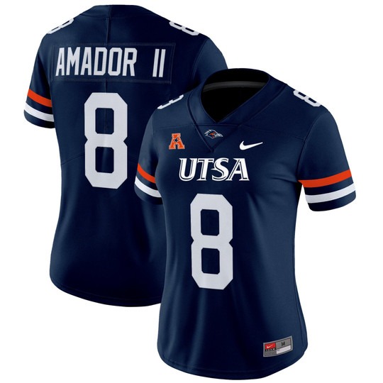 Women's Nike UTSA Roadrunners #8 David Amador II Navy 2025 Vapor Untouchable Limited Stitched Football Jersey