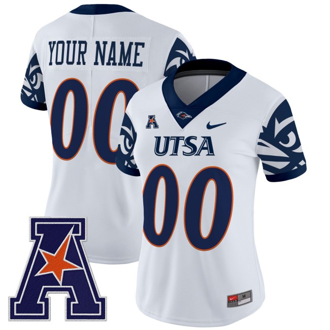 Women's UTSA Football Roadrunners White 2025 V2 Vapor Untouchable Limited Stitched Custom Jersey