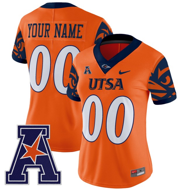 Women's UTSA Football Roadrunners Orange 2025 V2 Vapor Untouchable Limited Stitched Custom Jersey