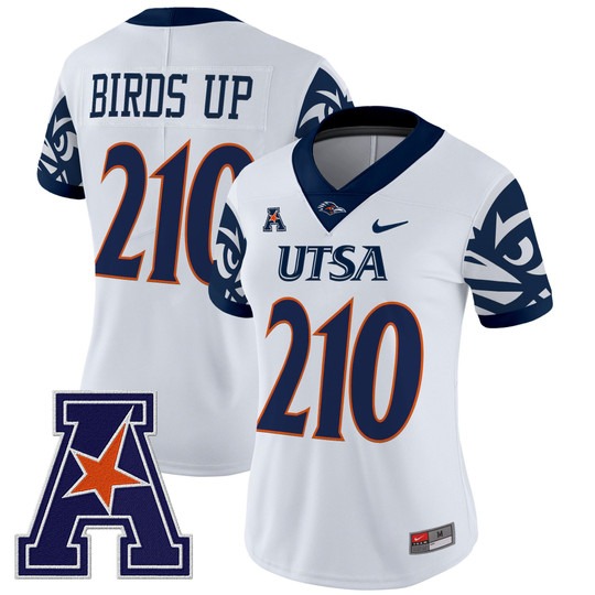 Women's UTSA Football Roadrunners 210 Birds Up White 2025 V2 Vapor Untouchable Limited Nike Jersey