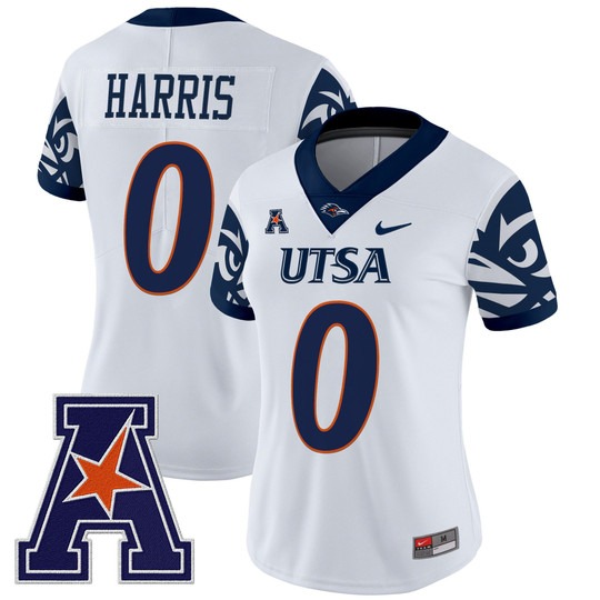 Women's UTSA Football Roadrunners #0 Frank Harris White 2025 V2 Vapor Untouchable Limited Nike Jersey