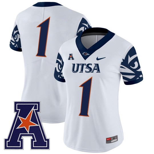 Women's UTSA Football Roadrunners #1 White 2025 V2 Vapor Untouchable Limited Nike Jersey