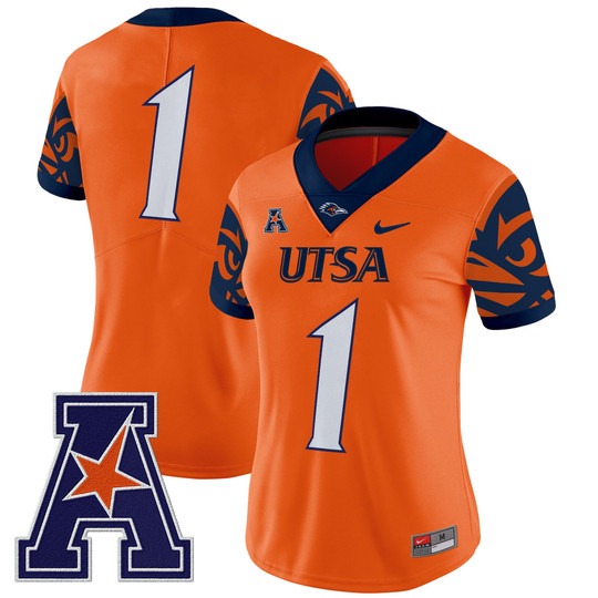 Women's UTSA Football Roadrunners #1 Orange 2025 V2 Vapor Untouchable Limited Nike Jersey