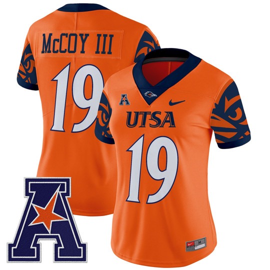 Women's UTSA Football Roadrunners #19 Willie McCoy III Orange 2025 V2 Vapor Untouchable Limited Nike Jersey