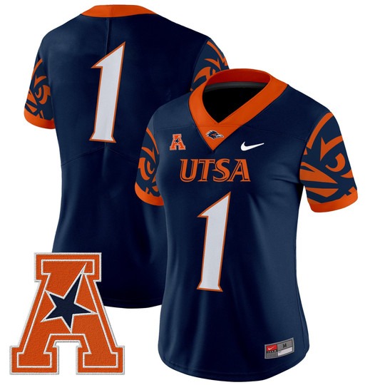 Women's UTSA Football Roadrunners #1 Navy 2025 V2 Vapor Untouchable Limited Nike Jersey