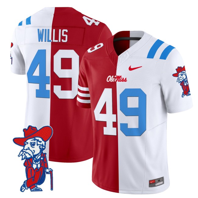 Men's Ole Miss Rebels #49 Patrick Willis Split F.U.S.E. Vapor Limited Stitched Football Jersey