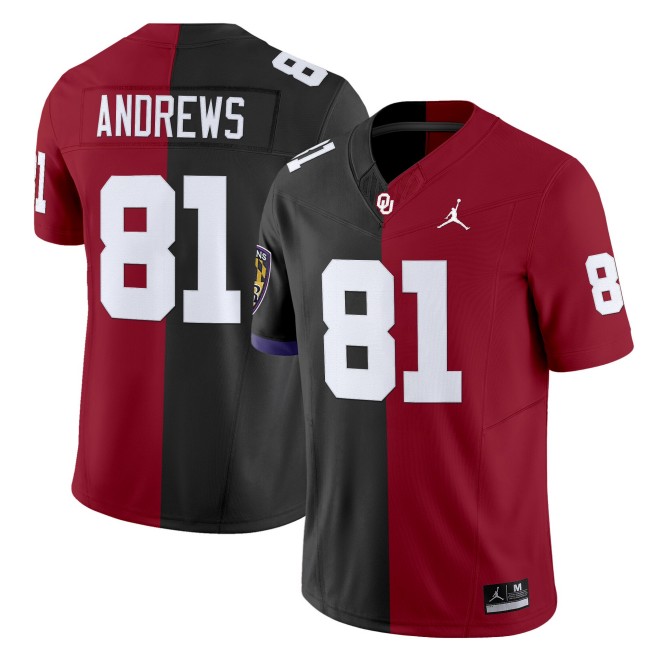 Men's Oklahoma Sooners #81 Mark Andrews Split F.U.S.E. Vapor Limited Stitched Football Jersey