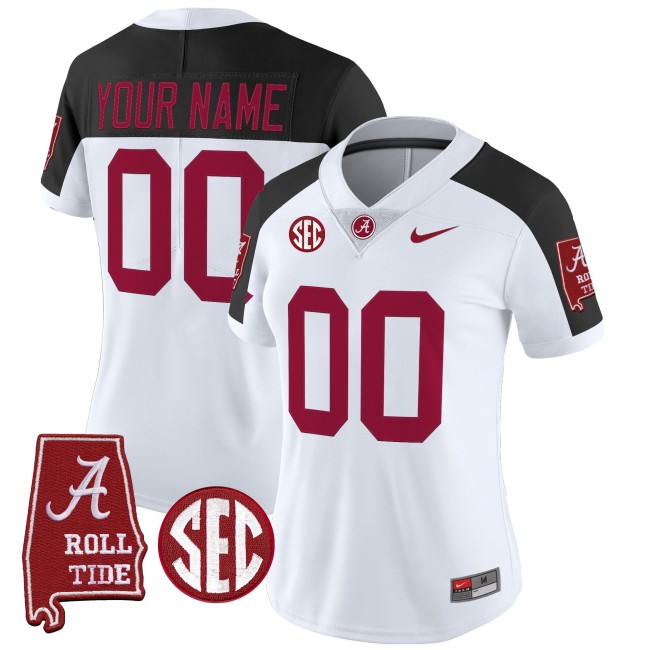 Women's Alabama Crimson Tide Custom Inverted 2025 Vapor Untouchable Limited Stitched Football Jersey - Alabama Map