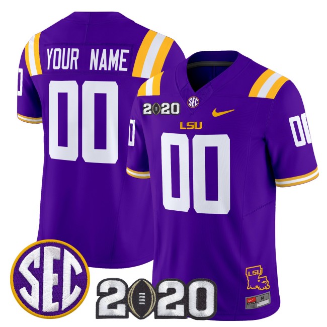 LSU Tigers Custom Purple F.U.S.E. 2020 National Champions Vapor Limited Stitched Football Jersey