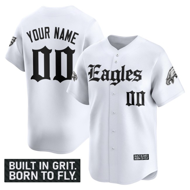 Philadelphia Eagles Custom White 'Gothic Philly Edition' Vapor Stitched Baseball Jersey