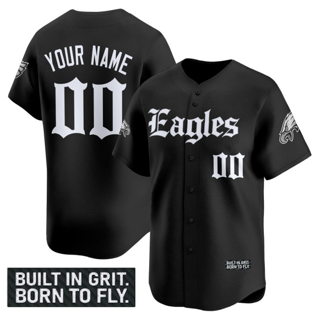 Philadelphia Eagles Custom Black 'Gothic Philly Edition' Vapor Stitched Baseball Jersey