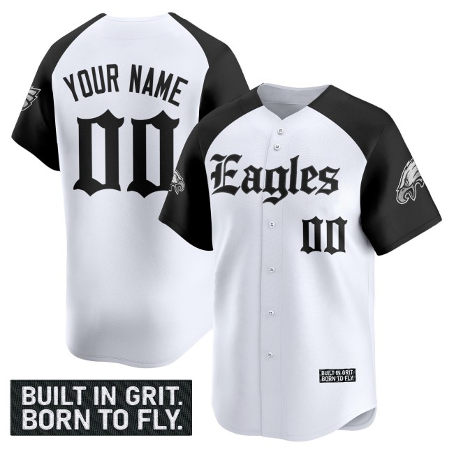 Philadelphia Eagles Custom White Black 'Gothic Philly Edition' Vapor Stitched Baseball Jersey