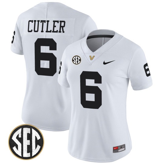 Women's Vanderbilt Commodores #6 Jay Cutler White 2025 Vapor Limited Stitched Football Jersey