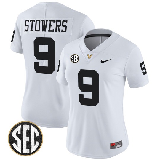 Women's Vanderbilt Commodores #9 Eli Stowers White 2025 Vapor Limited Stitched Football Jersey
