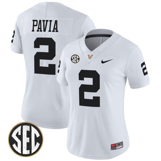 Women's Vanderbilt Commodores #2 Diego Pavia White 2025 Vapor Limited Stitched Football Jersey