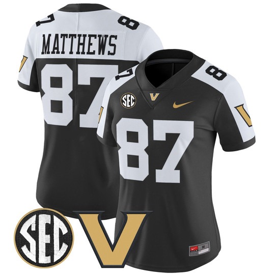 Women's Vanderbilt Commodores #87 Jordan Matthews Alternate 2025 Vapor Limited Stitched Football Jersey