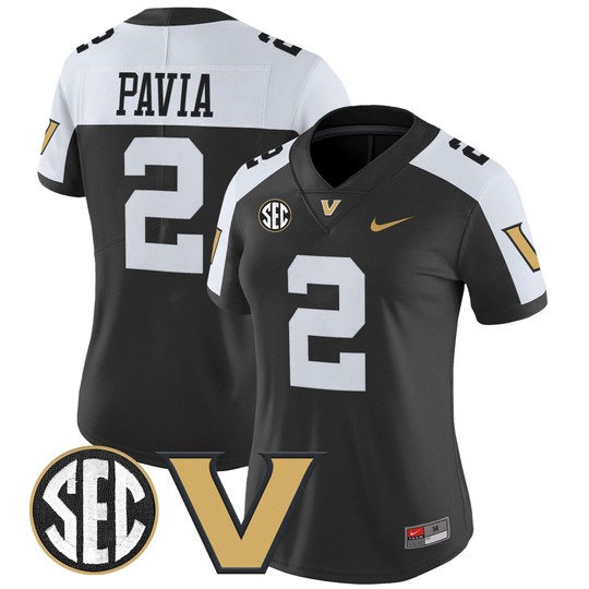 Women's Vanderbilt Commodores #2 Diego Pavia Alternate 2025 Vapor Limited Stitched Football Jersey