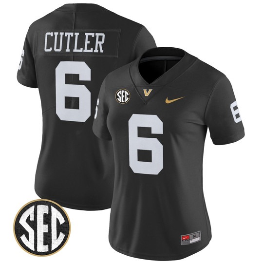 Women's Vanderbilt Commodores #6 Jay Cutler Black 2025 Vapor Limited Stitched Football Jersey