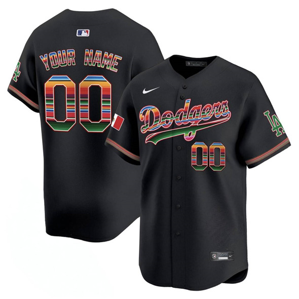 Men's Los Angeles Dodgers Custom Black Mexico Premier Limited Stitched Baseball Jersey