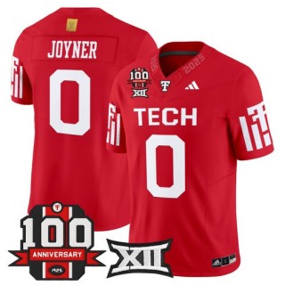 Men's Texas Tech Red Raiders #0 Quinten Joyner Red F.U.S.E. 100th Anniversary Patch 2025 Vapor Limited Stitched Football Jersey