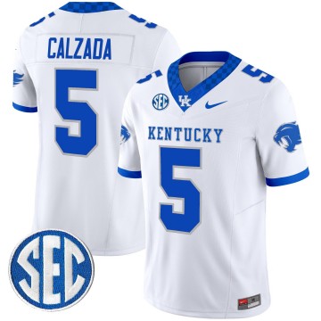 Men's Kentucky Wildcats #5 Zach Calzada White F.U.S.E. 2025 Nike Vapor Limited Stitched Football Jersey