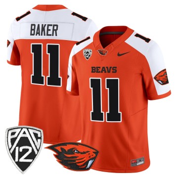 Men's Oregon State Beavers #11 Terry Baker Orange Alternate F.U.S.E. 2025 Vapor Limited Stitched Football Jersey