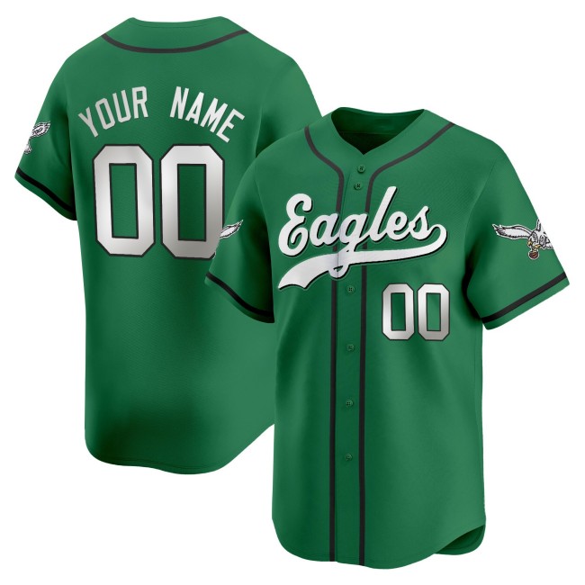 Philadelphia Eagles Custom Kelly Green 2025 Vapor Limited Stitched Baseball Jersey