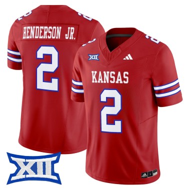 Men's Kansas Jayhawks #2 Emmanuel Henderson Jr. Red F.U.S.E. 2025 Vapor Limited Stitched Football Jersey