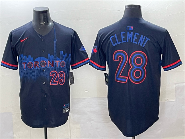Men's Toronto Blue Jays #28 Ernie Clement Black 2024 City Connect Limited Stitched Baseball Jersey