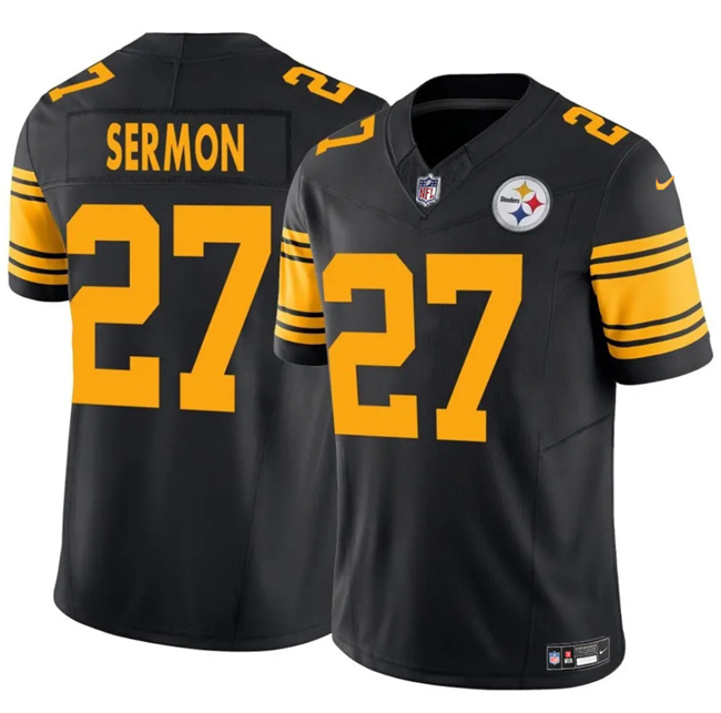 Men's Pittsburgh Steelers #27 Trey Sermon Black 2025 F.U.S.E. Color Rush Vapor Untouchable Limited Stitched Jersey