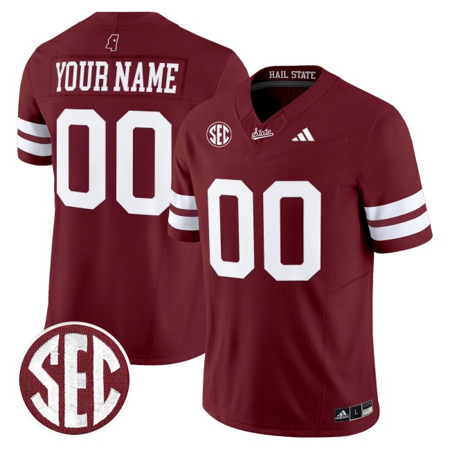 Men's Mississippi State Bulldogs Custom Maroon F.U.S.E. 2025 Vapor Limited Stitched SEC Football Jersey