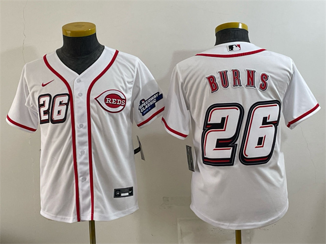 Youth Cincinnati Reds #26 Chase Burns White 2025 Speedway Classic Stitched Baseball Jersey