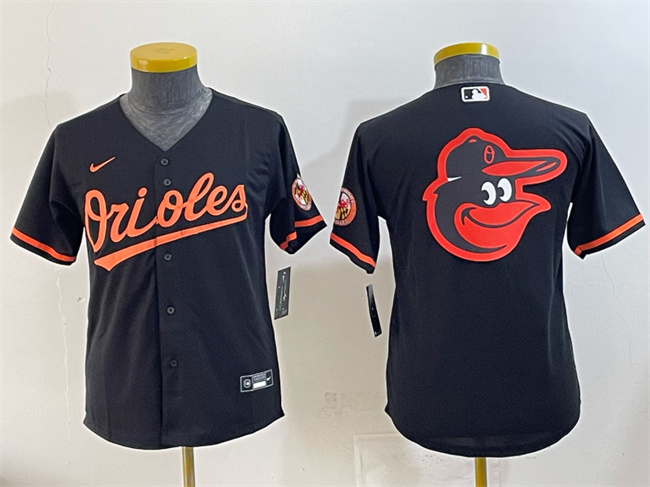 Youth Baltimore Orioles Team Big Logo Black Cool Base Stitched Baseball Jersey