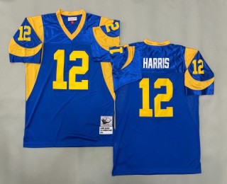 Men's Los Angeles Rams #12 James Harris Mitchell & Ness 1974 Throwbacks Authentics Royal NFL Jerseys
