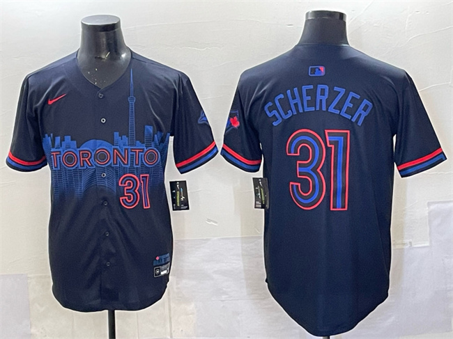 Men's Toronto Blue Jays #31 Max Scherzer Black 2024 City Connect Limited Stitched Baseball Jersey