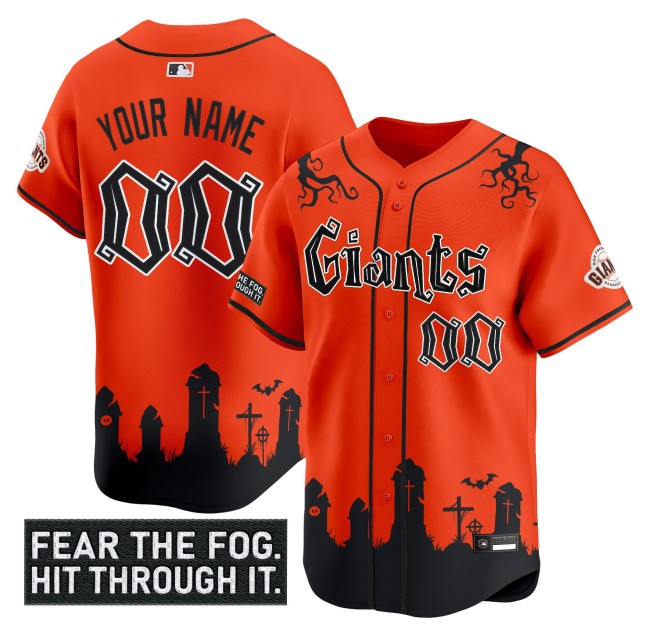 San Francisco Giants Custom 'Halloween Fog Edition' Limited MLB Jersey Orange - All Stitched