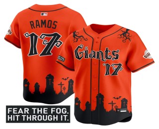 Men's San Francisco Giants #17 Heliot Ramos Orange 2025 'Halloween Fog Edition' Vapor Premier Limited Stitched MLB Jersey