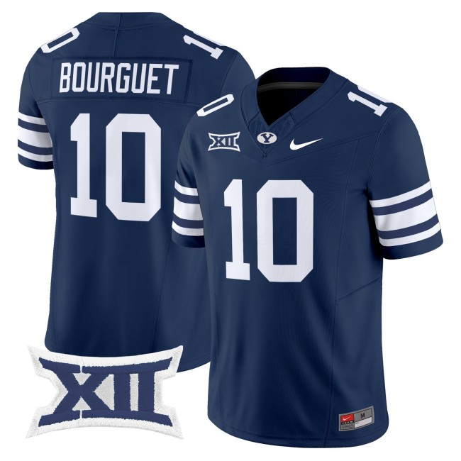 Men's BYU Cougars #10 Treyson Bourguet Navy 2025 Nike F.U.S.E. Vapor Limited Stitched Football Jersey
