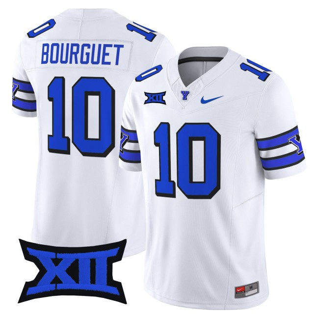 Men's BYU Cougars #10 Treyson Bourguet 1996 Throwback White 2025 Nike F.U.S.E. Vapor Limited Stitched Football Jersey