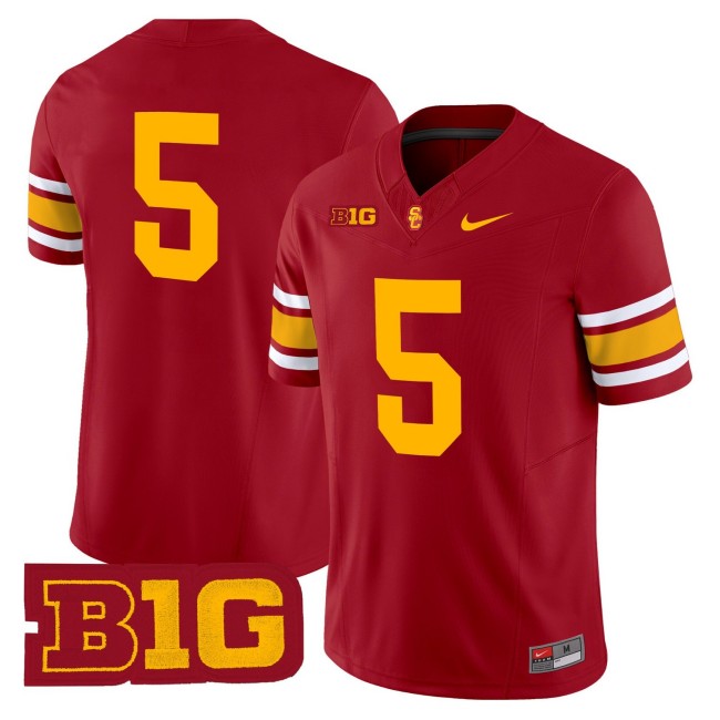 Men's USC Trojans #5 Throwback 2025 Nike Limited Football Jersey - Cardinal