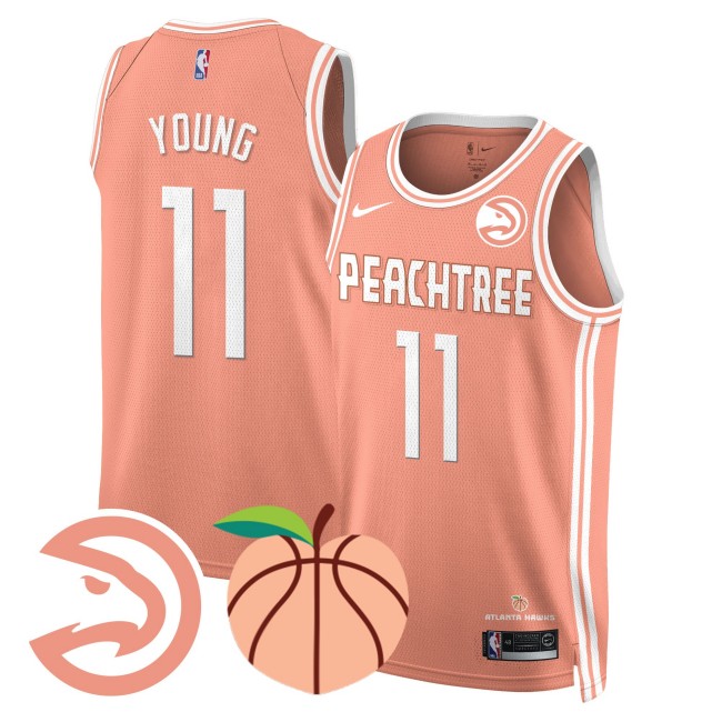 Men's Atlanta Hawks #11 Trae Young 'Peachtree' City Edition Jersey - Peach