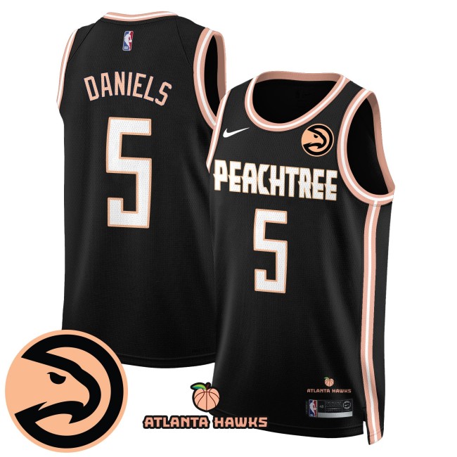 Men's Atlanta Hawks #5 Dyson Daniels 'Peachtree' City Edition Jersey - Black