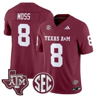 Men's Texas A&M Aggies #8 Le'Veon Moss 2025 Vapor Limited Jersey - Maroon