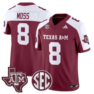 Men's Texas A&M Aggies #8 Le'Veon Moss 2025 Vapor Limited Jersey - Maroon Alternate