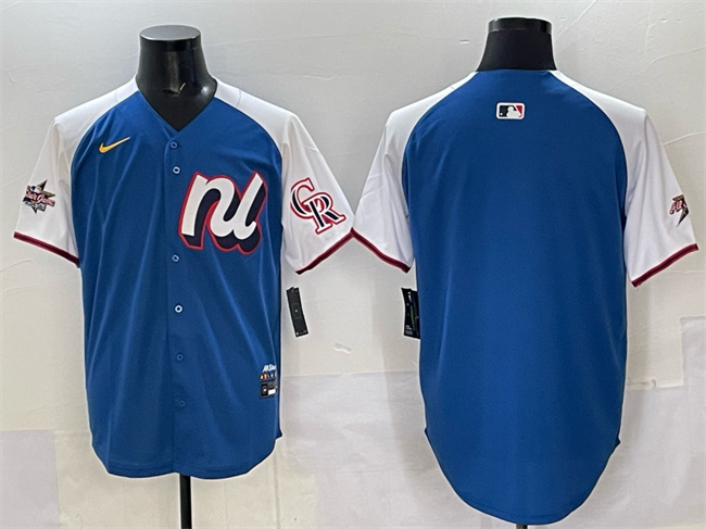 Men's National League Colorado Rockies Blank Blue Alternate 2025 All-Star Edition Limited Stitched Baseball Jersey