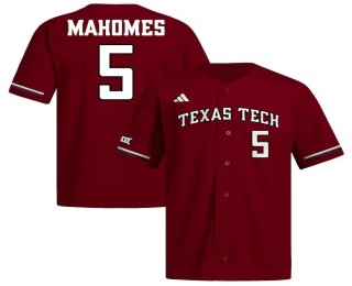 Men's Texas Tech Red Raiders #5 Patrick Mahomes Red 2025 Replica adidas Baseball Jersey